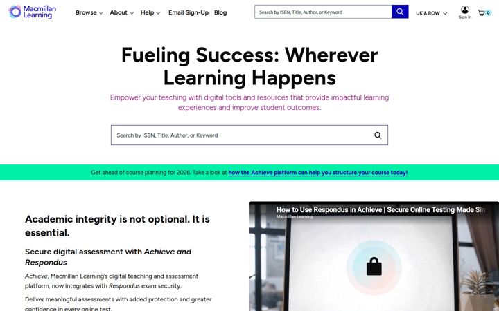 Snimka zaslona za macmillanlearning.com