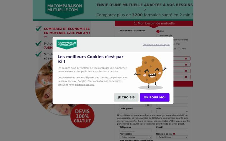Screenshot of macomparaisonmutuelle.com