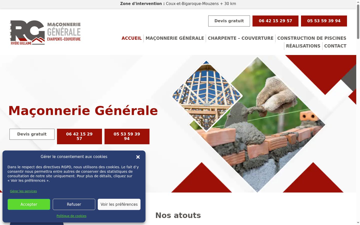 Screenshot del banner di consenso mostrato prima di qualsiasi interazione