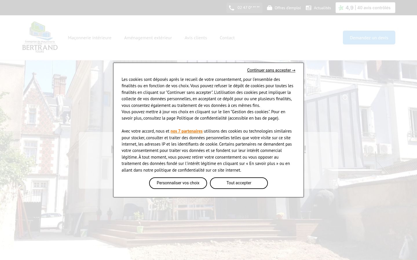 Screenshot del banner di consenso mostrato prima di qualsiasi interazione