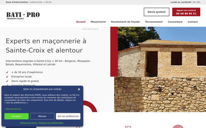 Screenshot of maconnerie-huard.fr