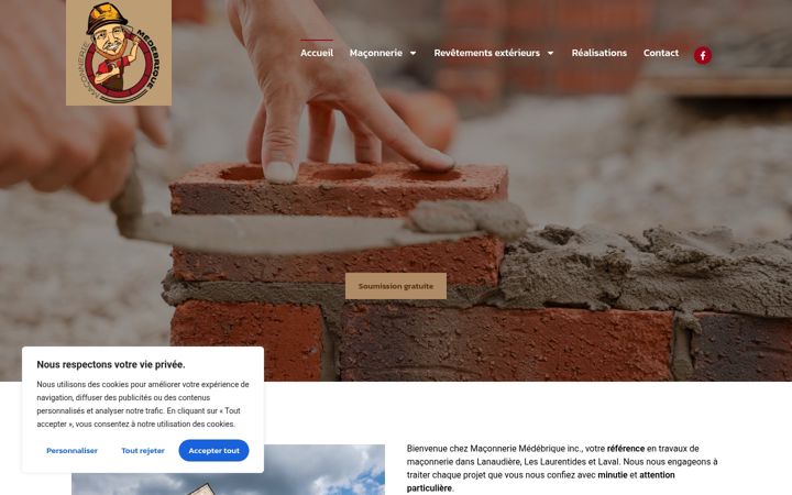 Screenshot of maconneriemedebriqueinc.com