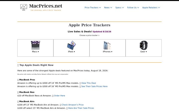 Screenshot of macprices.net
