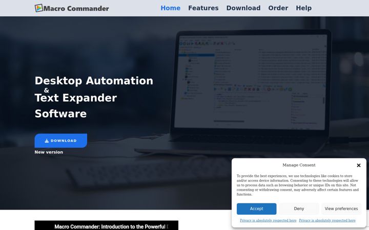 Screenshot of macro-commander.com