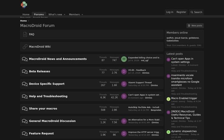 Screenshot of macrodroidforum.com