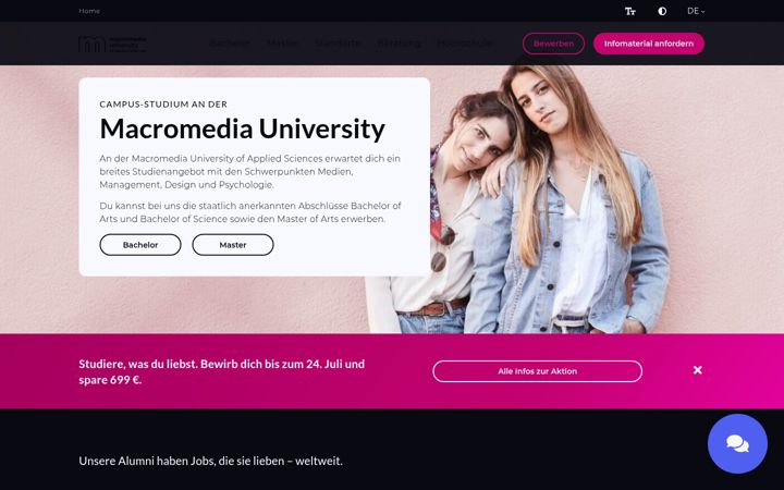 Screenshot of macromedia-fachhochschule.de