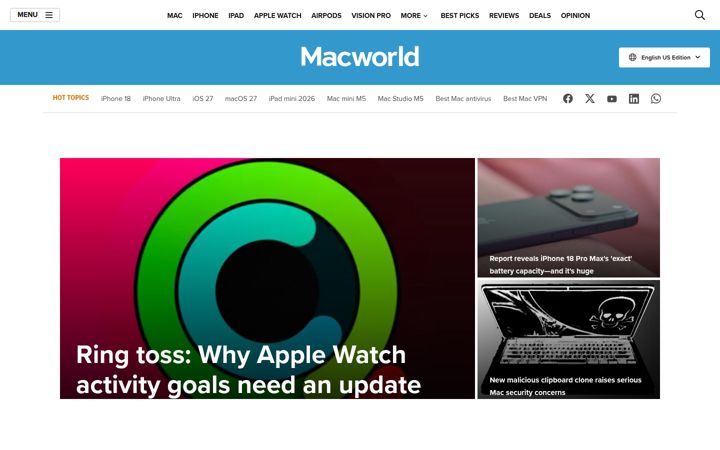 Screenshot van macworld.co.uk