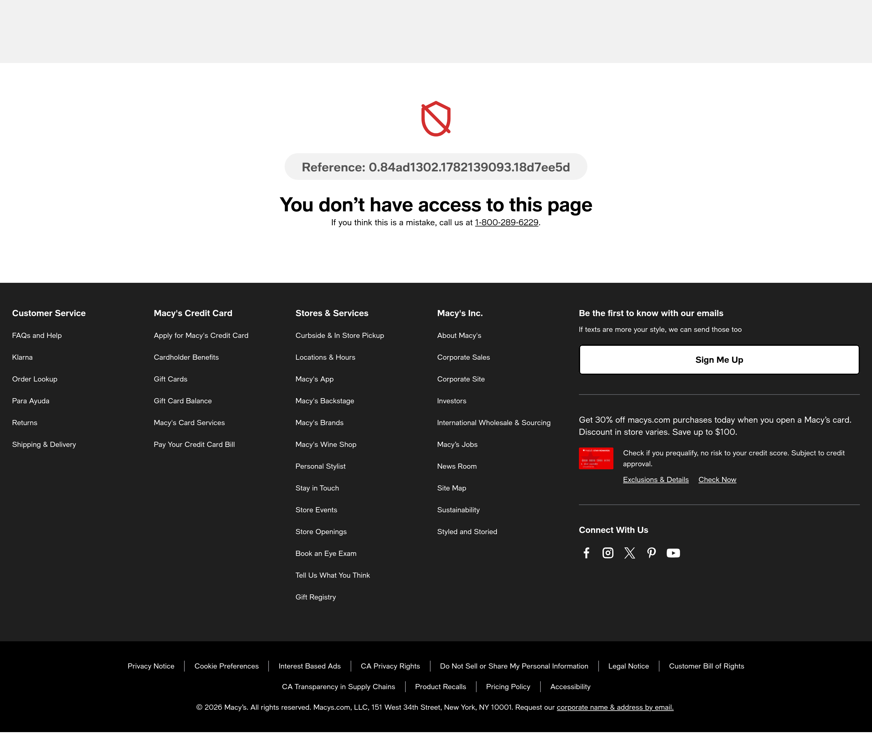 Screenshot of macys.com