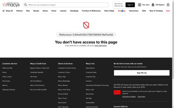 Screenshot of macys.com