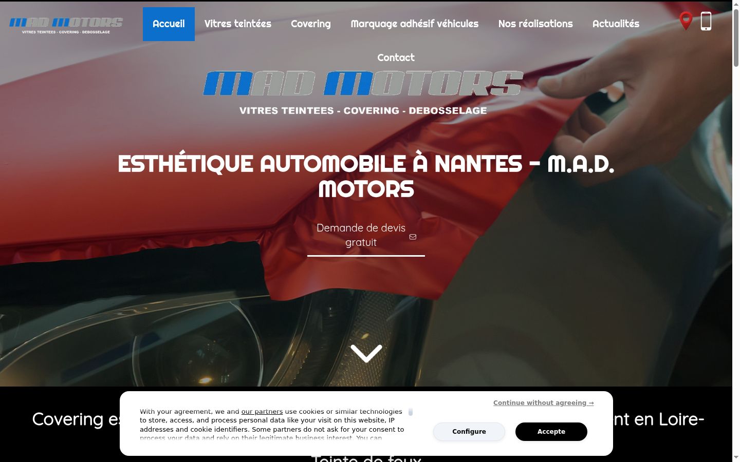 Screenshot del banner di consenso mostrato prima di qualsiasi interazione