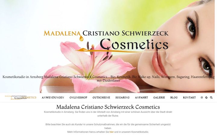 Screenshot of madalenacristiano-cosmetics.de