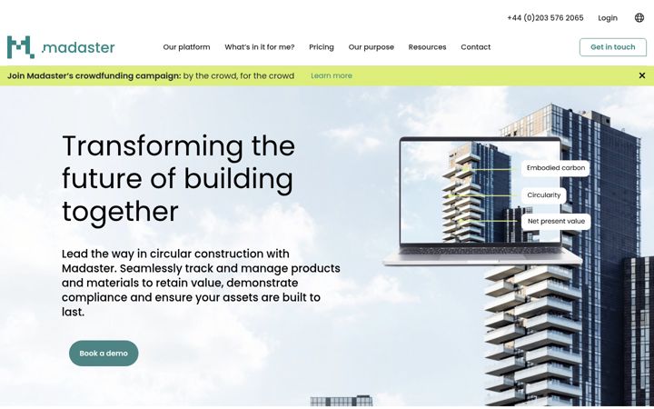 Screenshot of madaster.co.uk