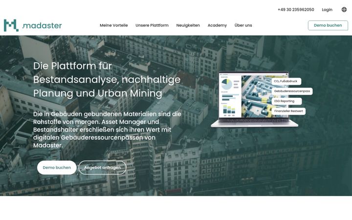 Screenshot of madaster.de