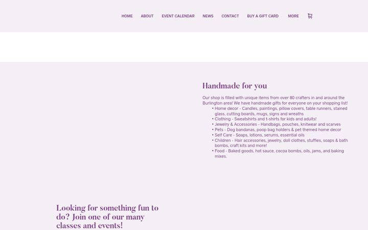 Screenshot stránky made-in-burlington.square.site