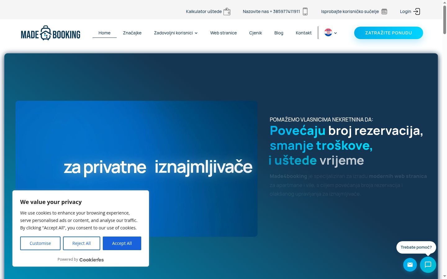 Snímek obrazovky baneru souhlasu zobrazeného před jakoukoli interakcí