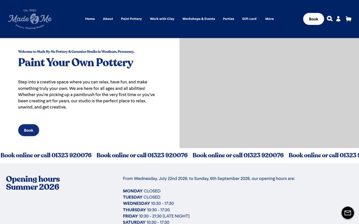 Screenshot of madebymepottery.co.uk