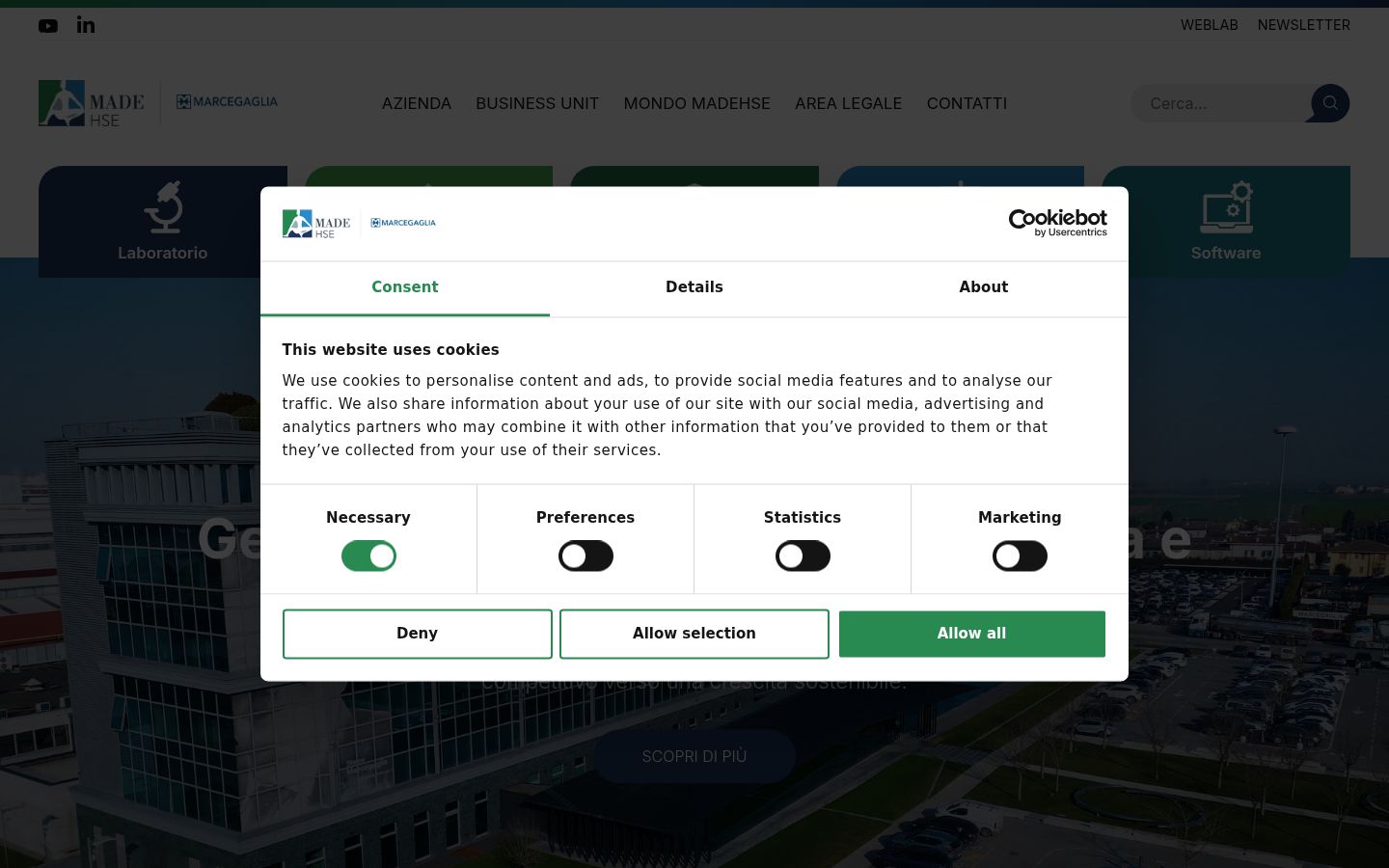 Captura de ecrã do banner de consentimento apresentado antes de qualquer interação