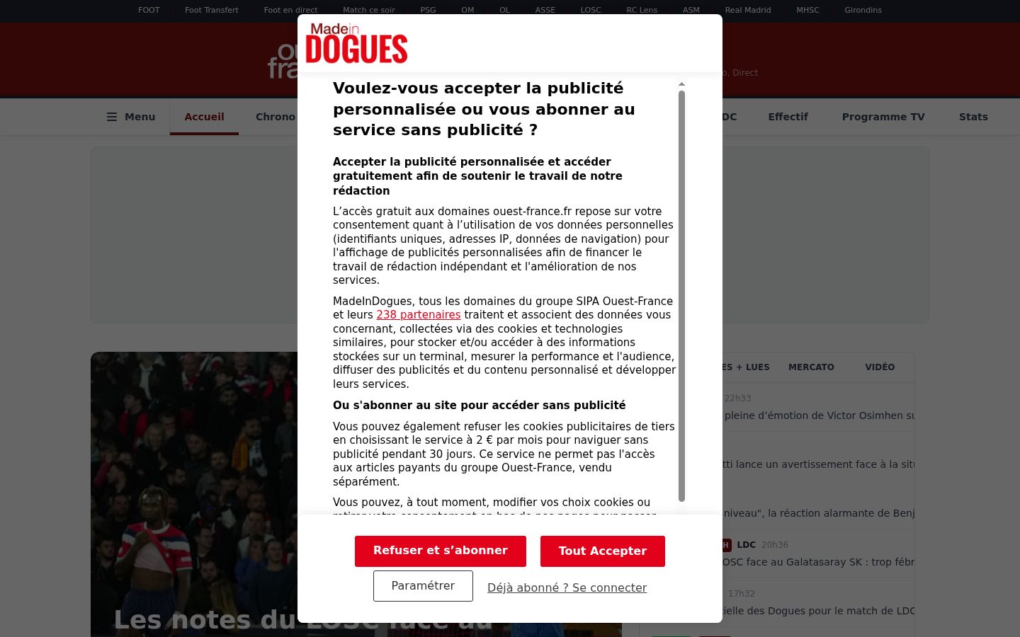 Screenshot of the consent banner shown before any interaction
