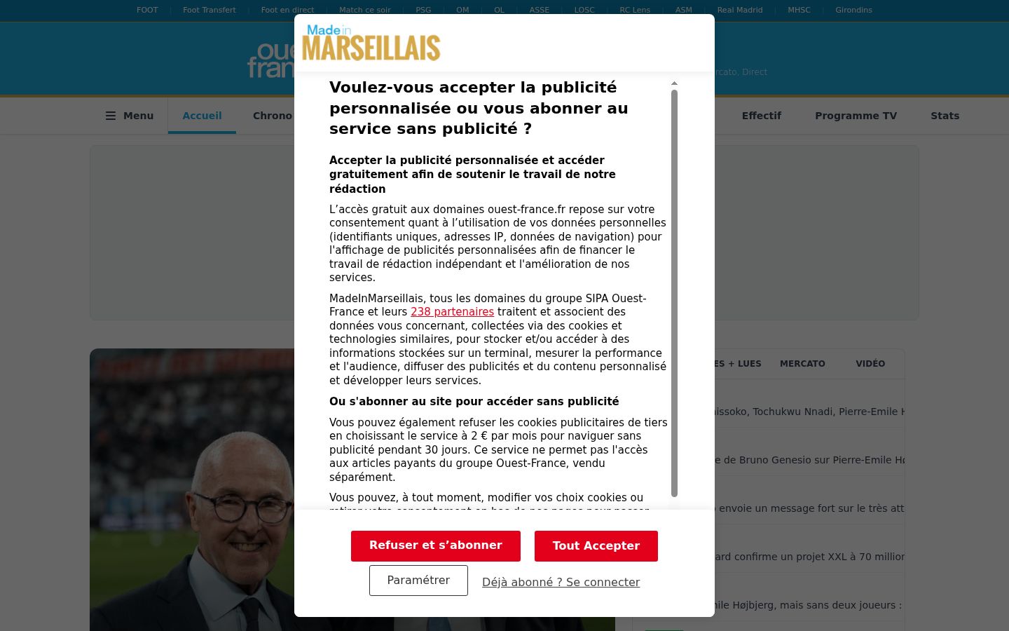 Captura de pantalla del banner de consentimiento mostrado antes de cualquier interacción