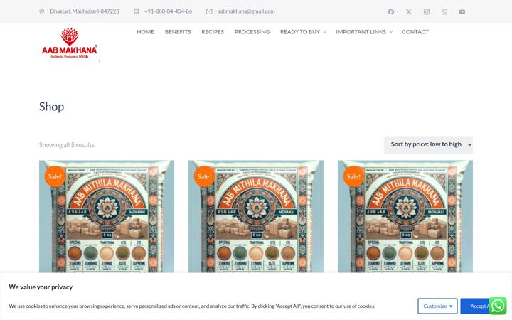 Screenshot of madeinmithila.com