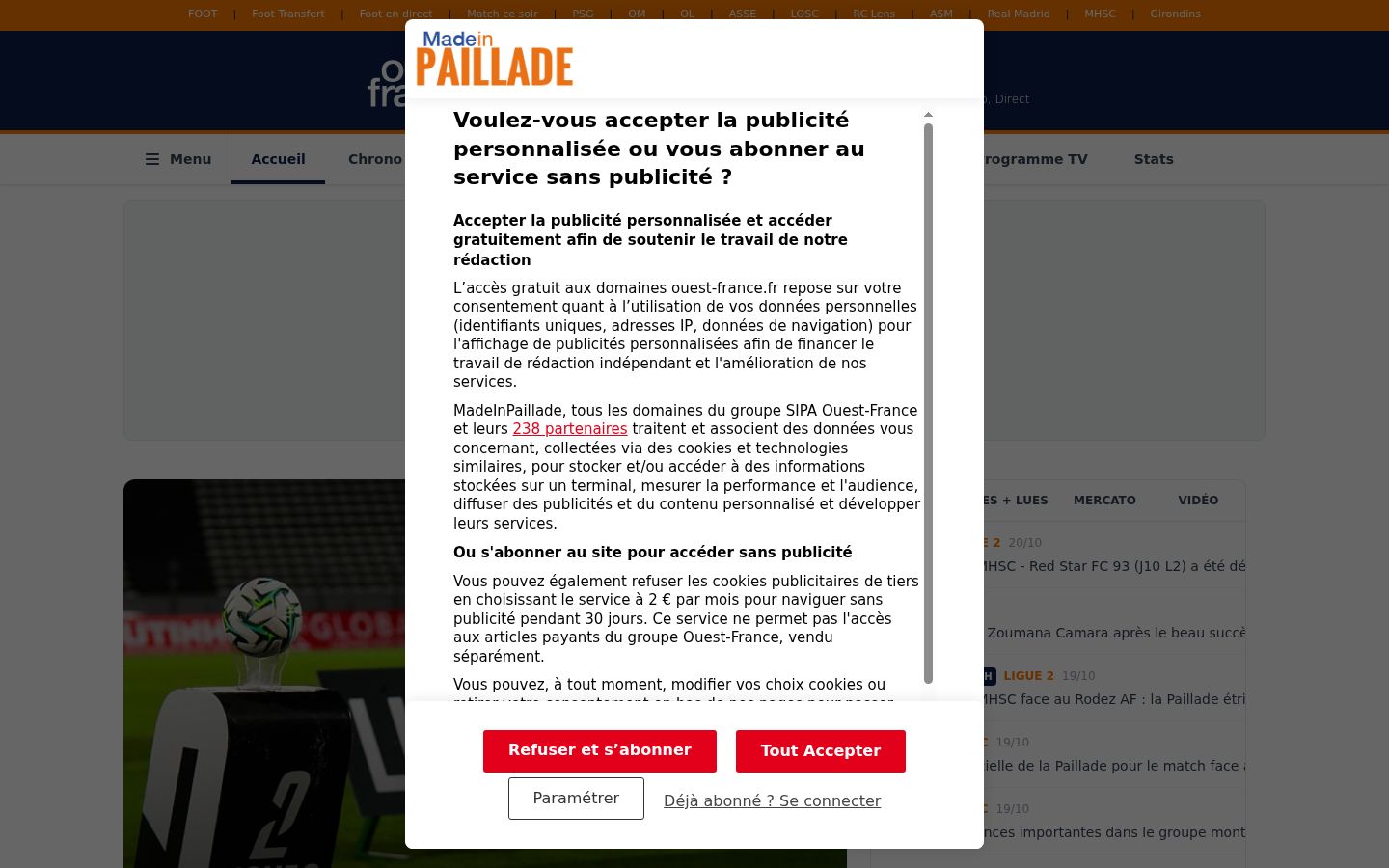 Captura de pantalla del banner de consentimiento mostrado antes de cualquier interacción