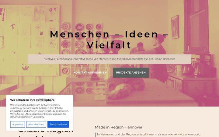 Screenshot of madeinregionhannover.de