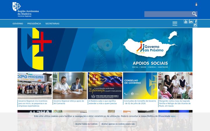 Screenshot van madeira.gov.pt