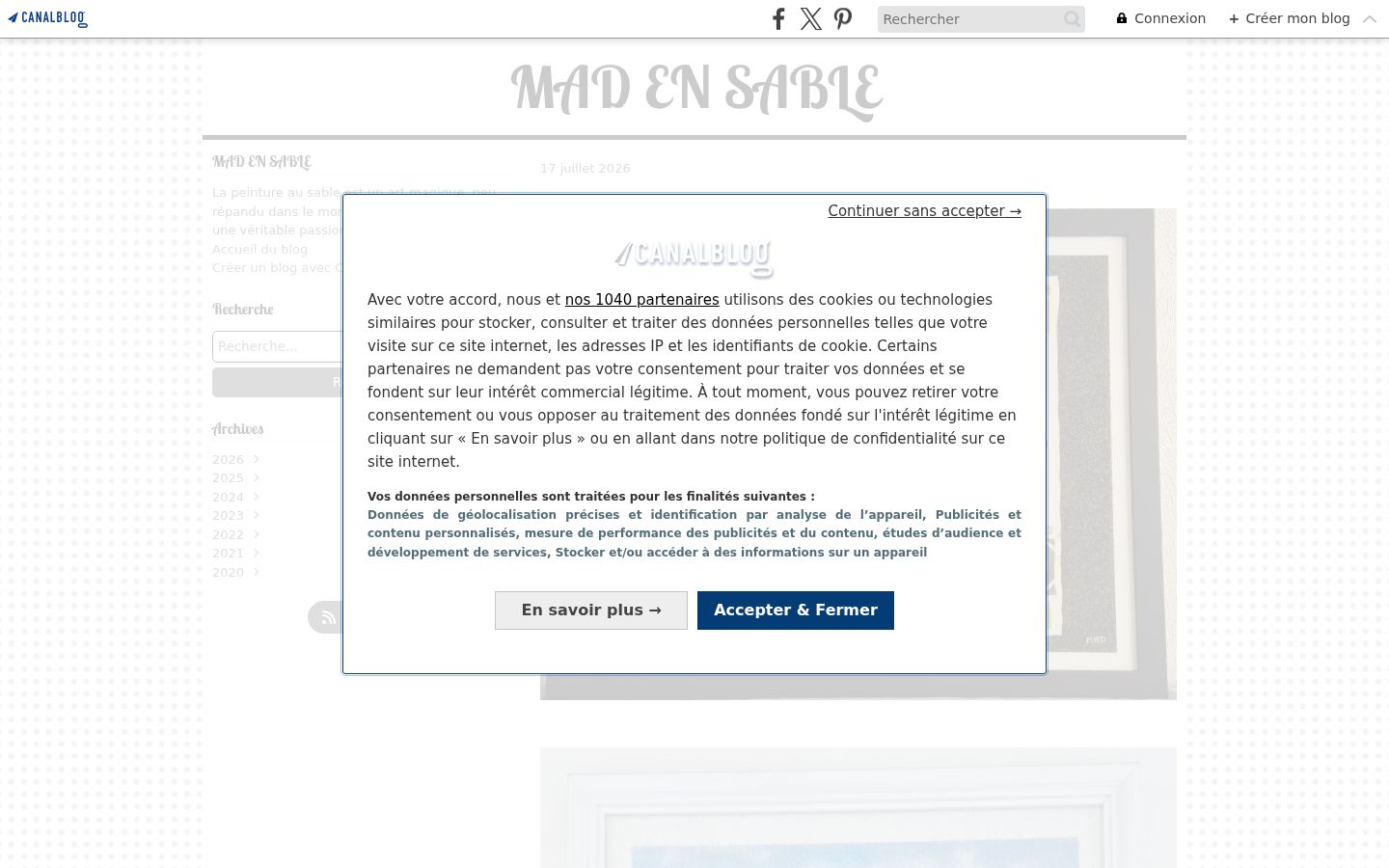 Screenshot del banner di consenso mostrato prima di qualsiasi interazione