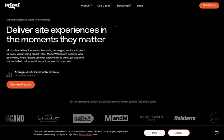 Screenshot of madewithintent.ai