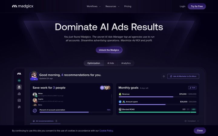 Screenshot of madgicx.com