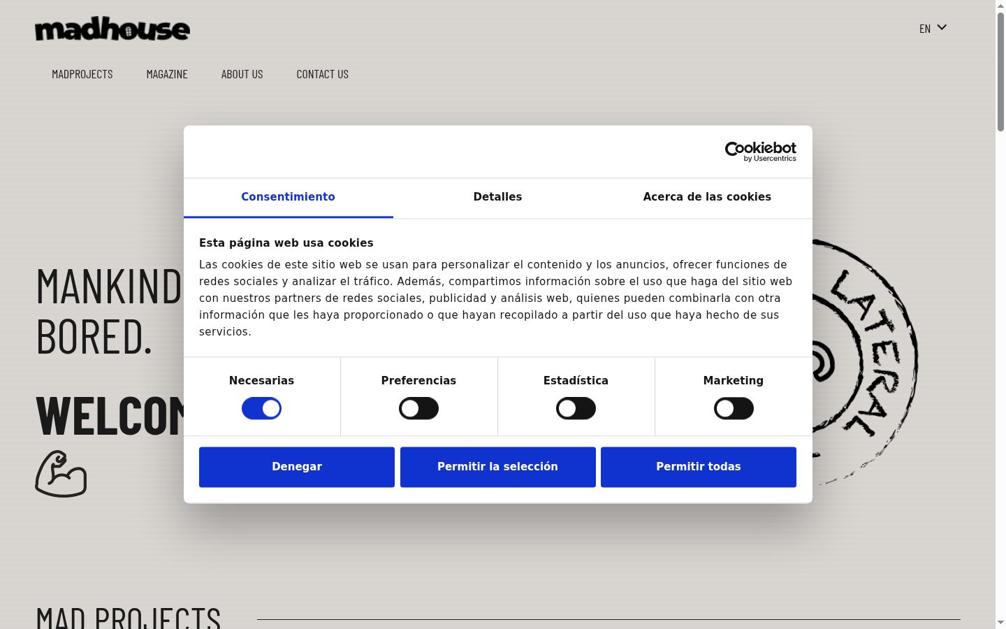 Screenshot of the consent banner shown before any interaction