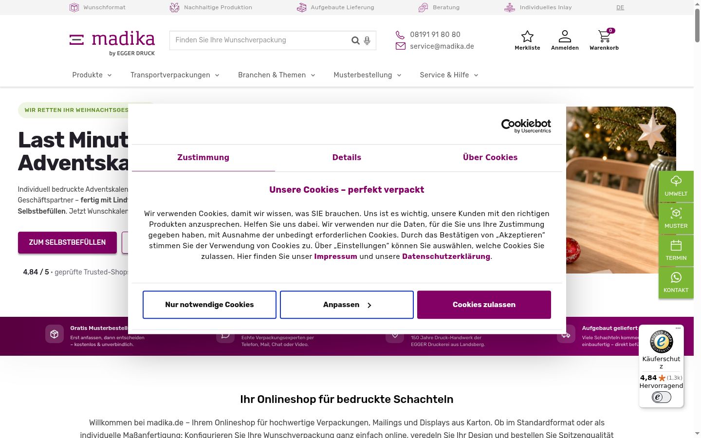 Screenshot del banner di consenso mostrato prima di qualsiasi interazione