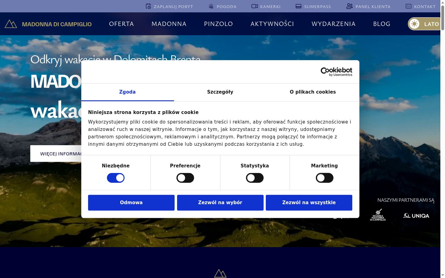 Snímek obrazovky baneru souhlasu zobrazeného před jakoukoli interakcí