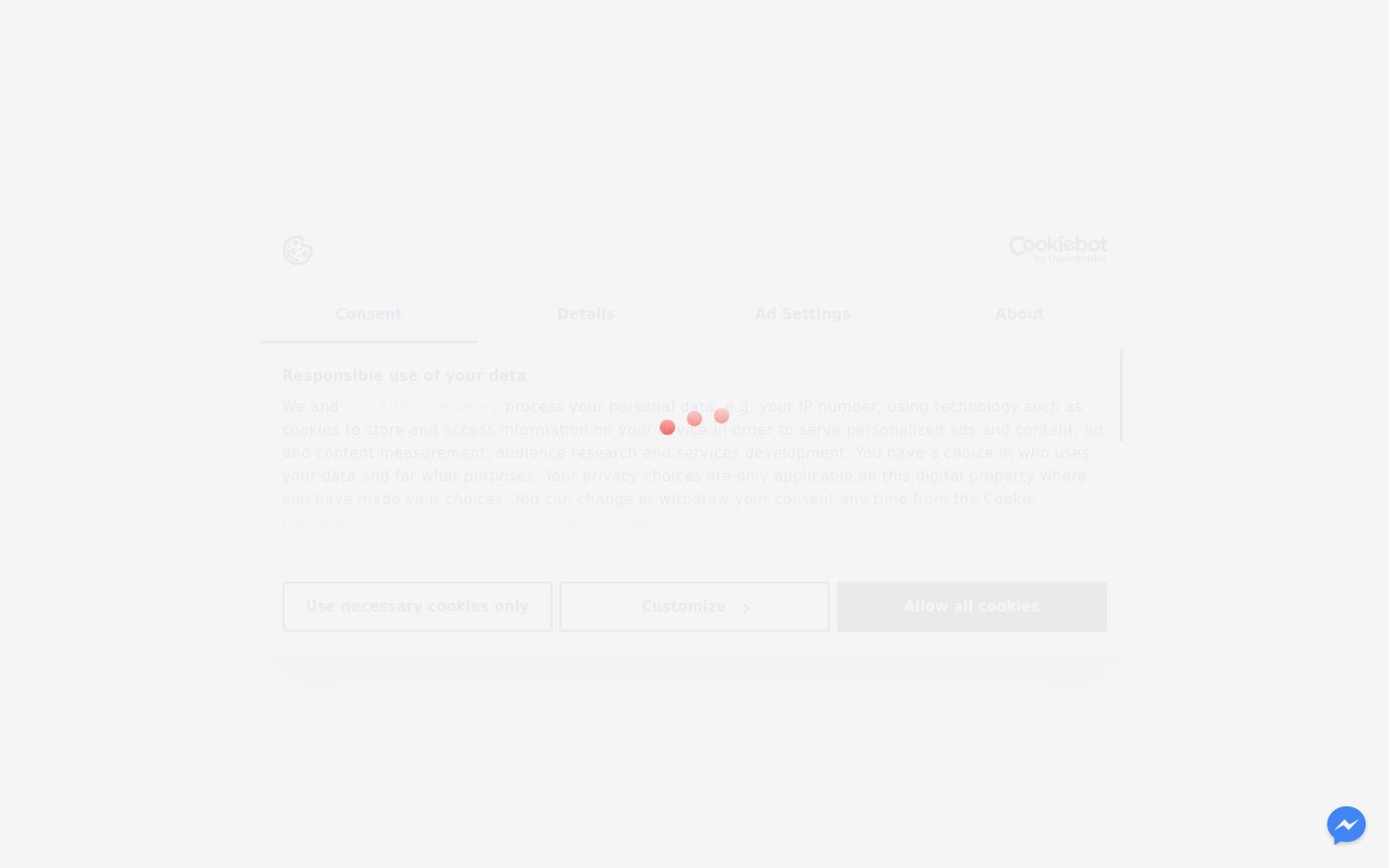 Screenshot of the consent banner shown before any interaction