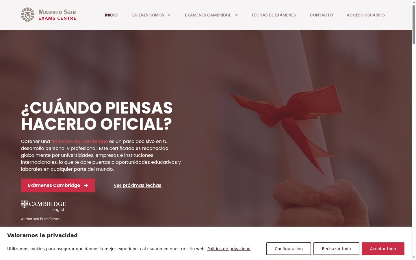 Screenshot of the consent banner shown before any interaction