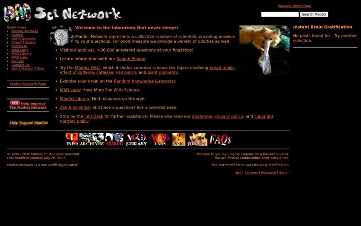 Screenshot of madsci.org