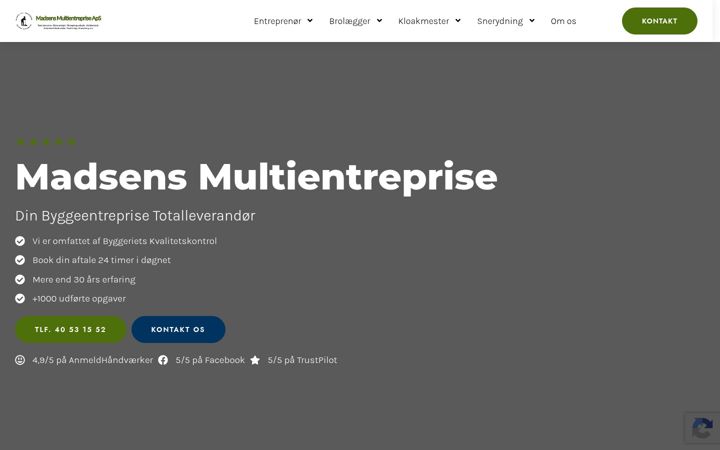 Ekrānuzņēmums no madsensmultientreprise.dk