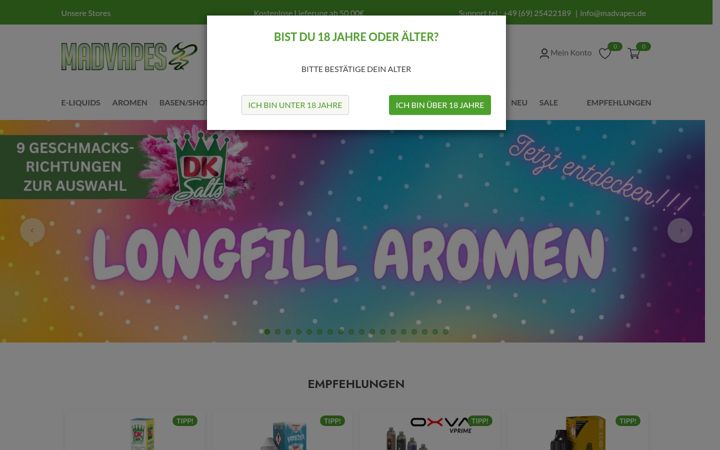 Screenshot of madvapes.de