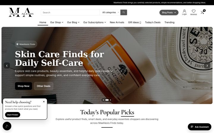 Screenshot of maealexisfinds.com