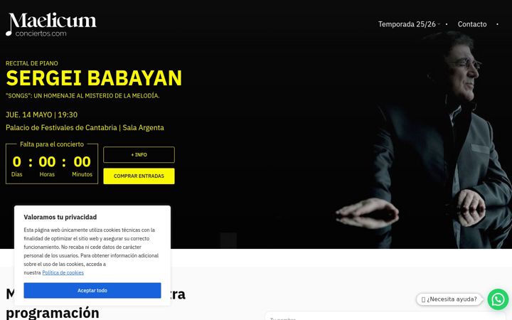 Screenshot of maelicumconciertos.com
