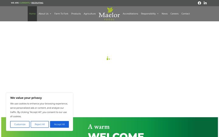 Screenshot of maelorfoods.co.uk