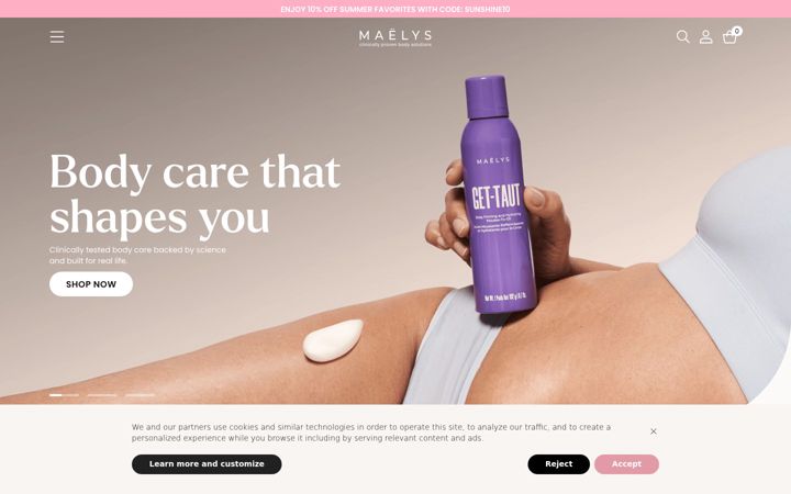 Screenshot of maelyscosmetics.com