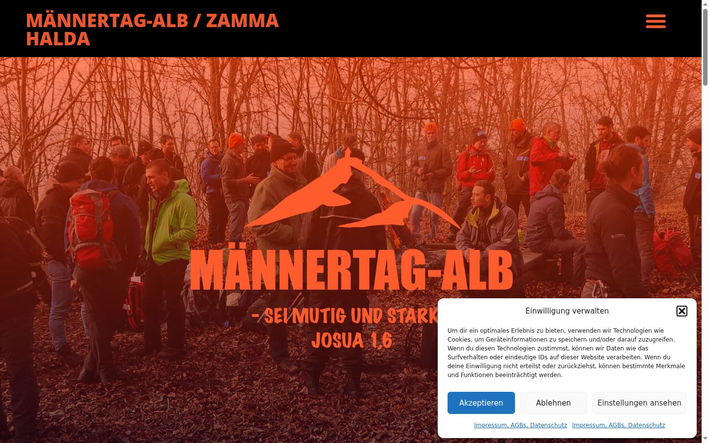 Screenshot des Einwilligungsbanners vor jeglicher Interaktion