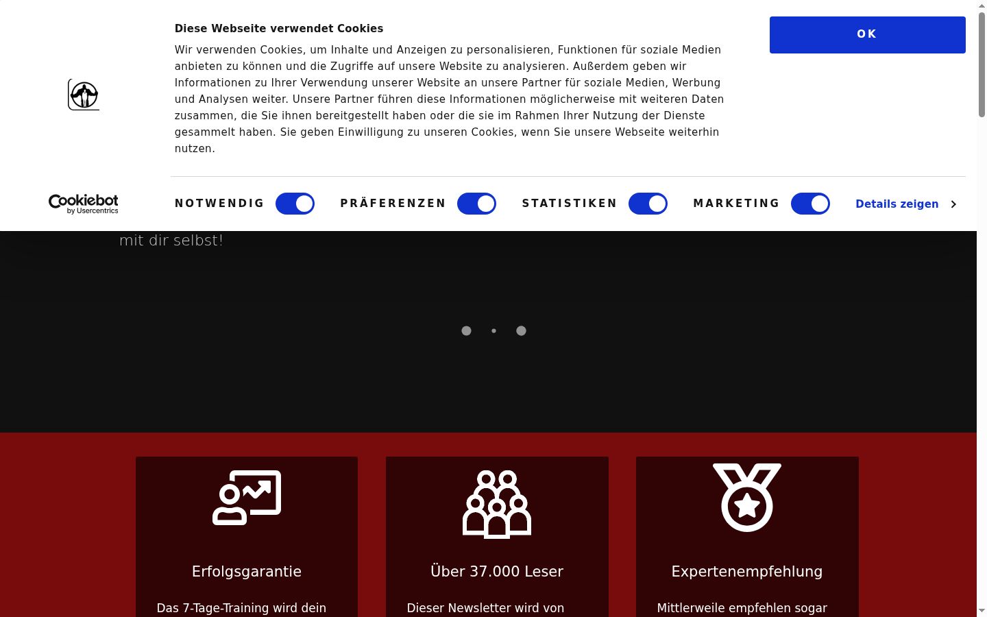 Screenshot del banner di consenso mostrato prima di qualsiasi interazione