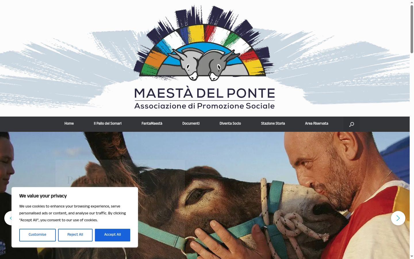 Screenshot del banner di consenso mostrato prima di qualsiasi interazione