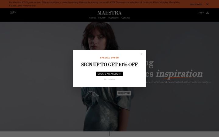 Screenshot von maestraacademy.com