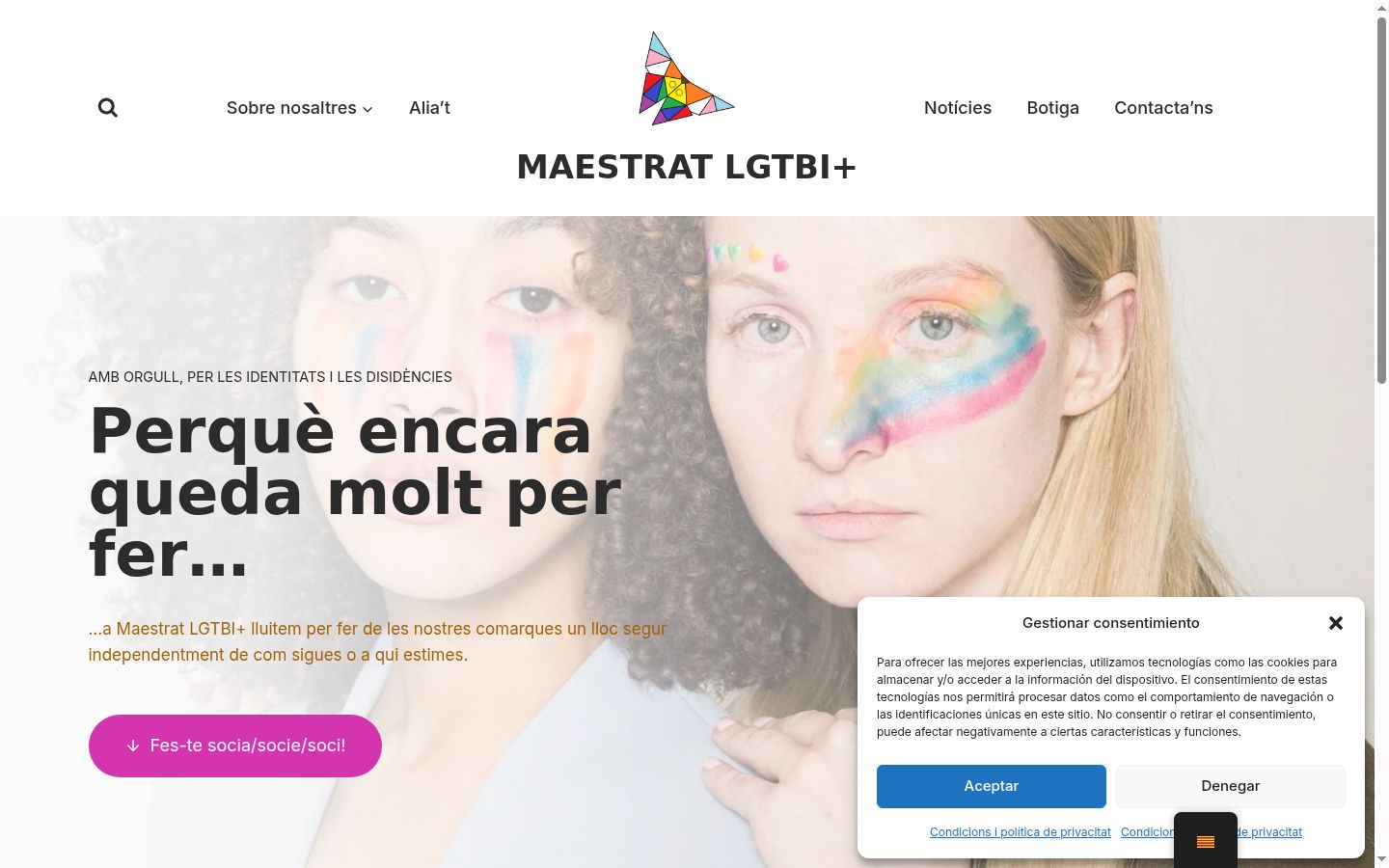 Screenshot del banner di consenso mostrato prima di qualsiasi interazione