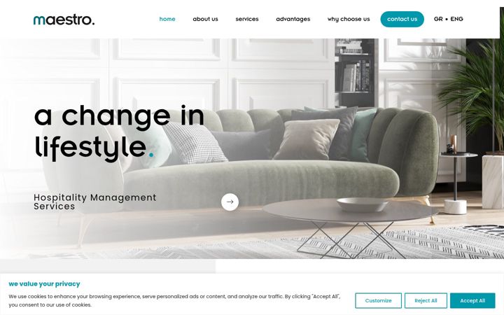 Screenshot of maestrohospitality.com