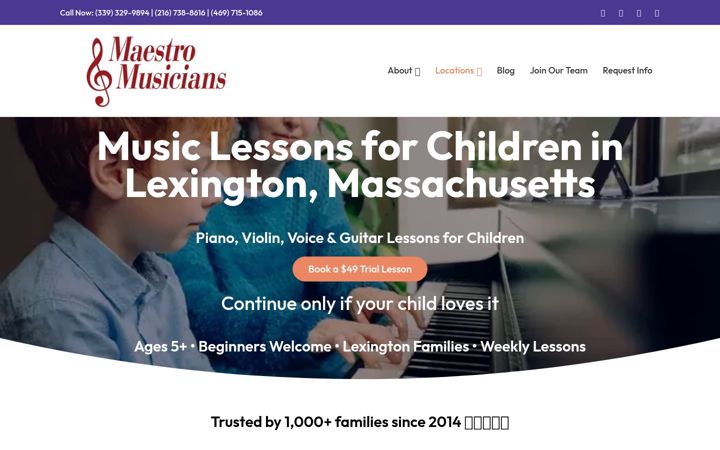 Screenshot of maestromusicianslexington.com