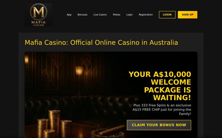 Screenshot of mafiacasinoaustralia.com